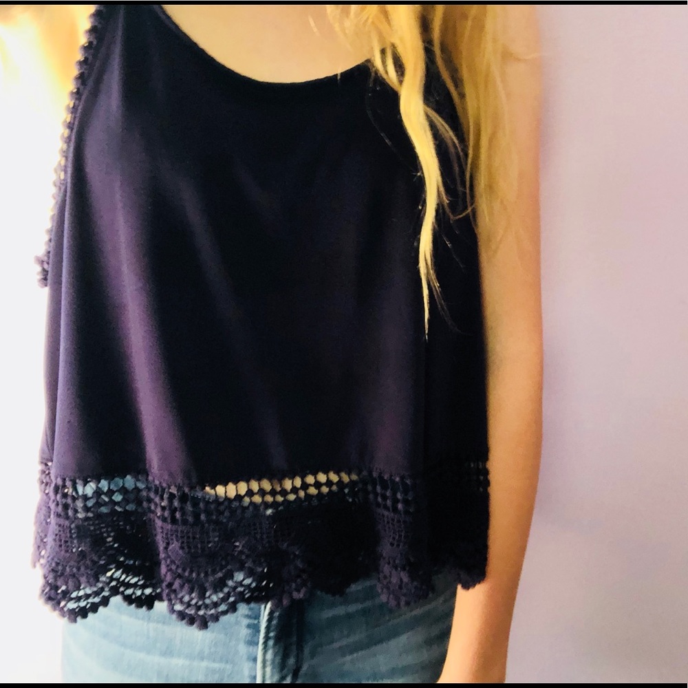 Purple Lacey Tank Crop Top